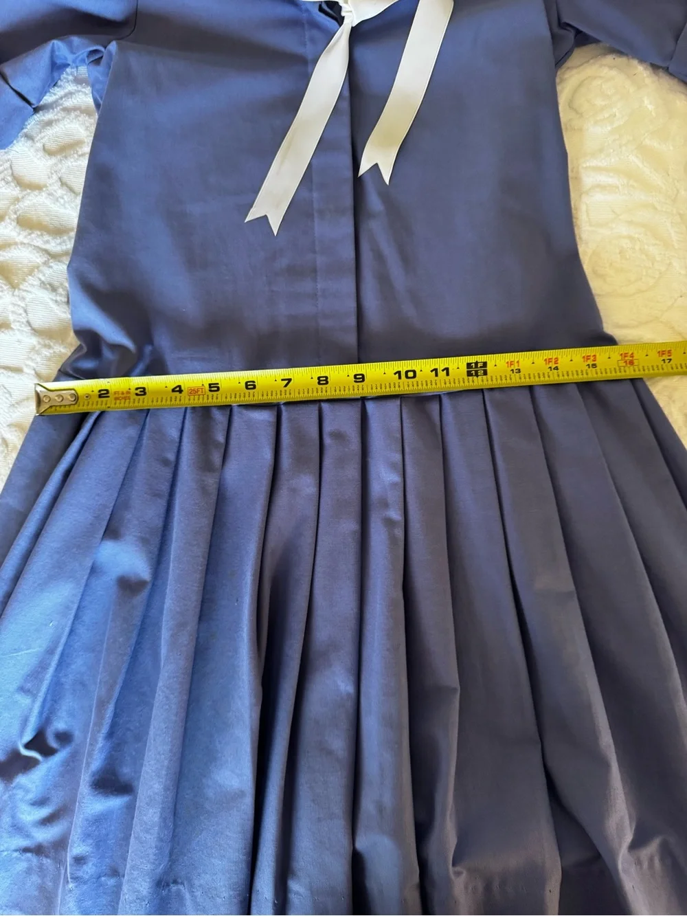 Vintage Laura Ashley Girls 9-10 Blue Cotton Sailor Dress Made USA
